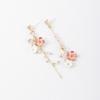 Sweet Pink Cherry Blossom Long Chain Tassel Asymmetrical Drop Earrings For Women Men Elegant Flower Heart Earring Dainty Jewelry