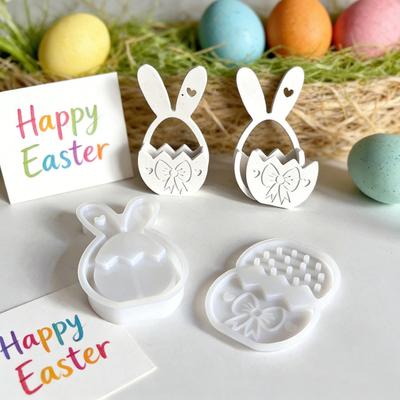 Yousheng Easter Bunny Mold Flexible Silicone Mold Chocolate Fondant Candy Melts Ice Cubes Easy To Clean Dishwasher Safe 3D Easter Decoration Mold