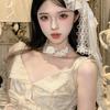 Pure Desire Wind White Lace Flower Tassel Necklace Vintage Court Wind Pearl Neck Strap Sweet Lolita Collarbone Chain