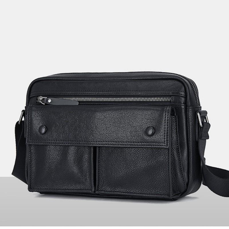 Men's Crossbody Bag Genuine Leather Large-capacity Fashionable and Niche Messenger Bag Retro Business Single-shoulder Bag Casually