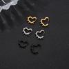 Orecchini a Cerchio con Rivetti a Forma di Cuore Hip-Hop Creativi per Donna Acciaio Inossidabile Fibbia Geometrica per Orecchio Piercing Gioielli Cool Rock Punk a Bottone