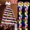 Christmas Ribbon Fairy Light Christmas Decoration DIY Bows String Light Tree Ornaments For Home 2026 Xmas Decor New Year Navidad