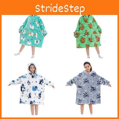 Entzückendes Großes Tragbares Decken-Sweatshirt Für Kinder Weicher Warmer Gemütlicher Stoff Mit Lustigen Illustrationen