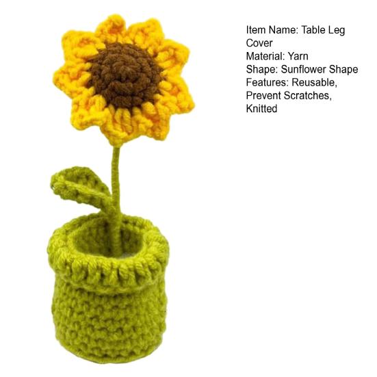 1/4 Pcs Table Leg Protective Covers Cartoon Sunflower Shape Knitted Elastic Prevent Scratches And Noise Reusable Chair Leg Floor Protectors