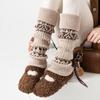 Fair Isle Style Calf Socks Cashmere Blend Leg Cuffs Slouch Leg Warmers  Autumn Winter Wear