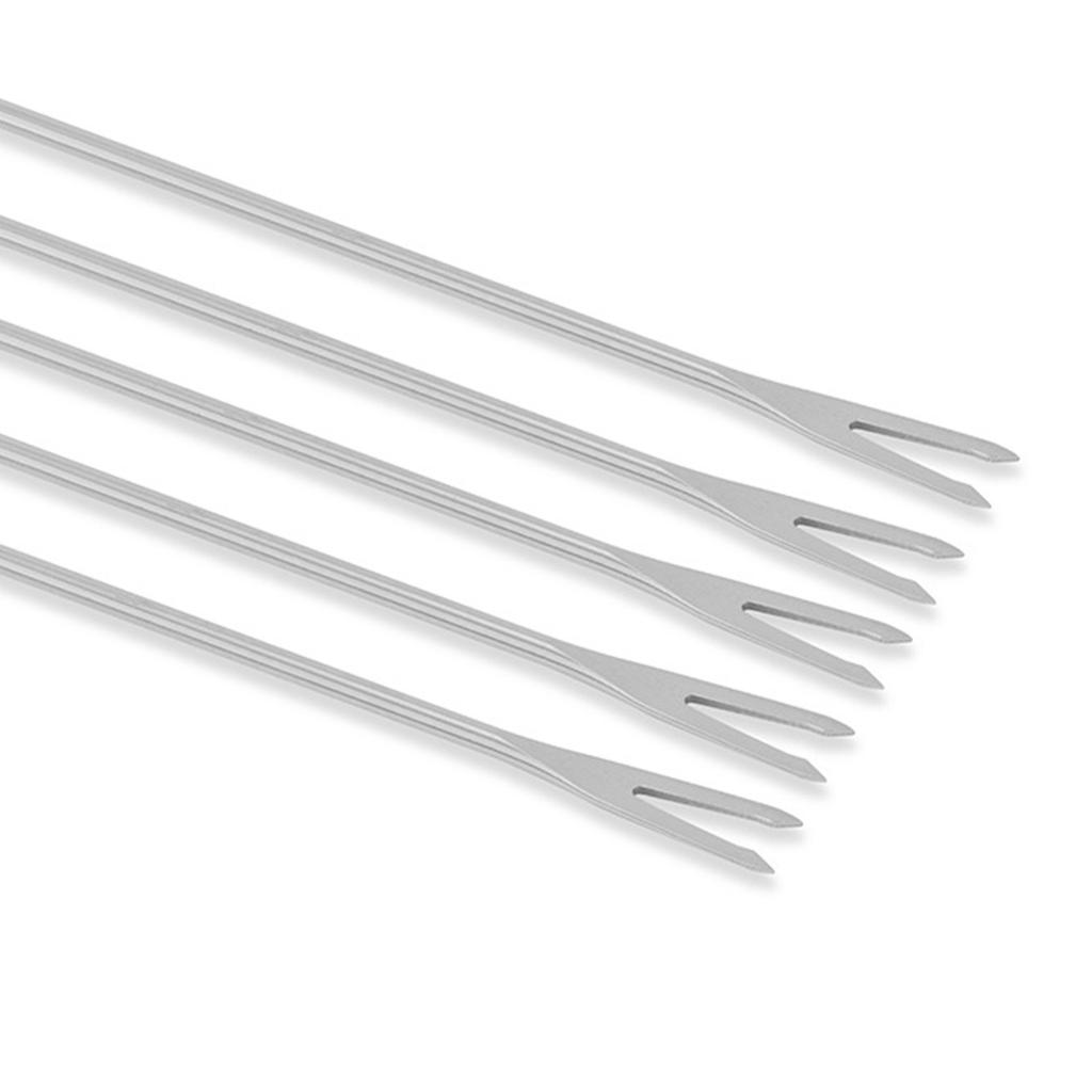 6pcs Stainless Steel Fondue Forks Cheese Fondue Sticks Smore Sticks with Wooden Handle Heat Resistant for Chocolate