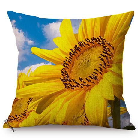 Sunflower Farm Natural Landscape Style Home Decor Sofa Pillow Case Nordic Pastoral Cotton Linen Living Room Chair Cushion Cover
