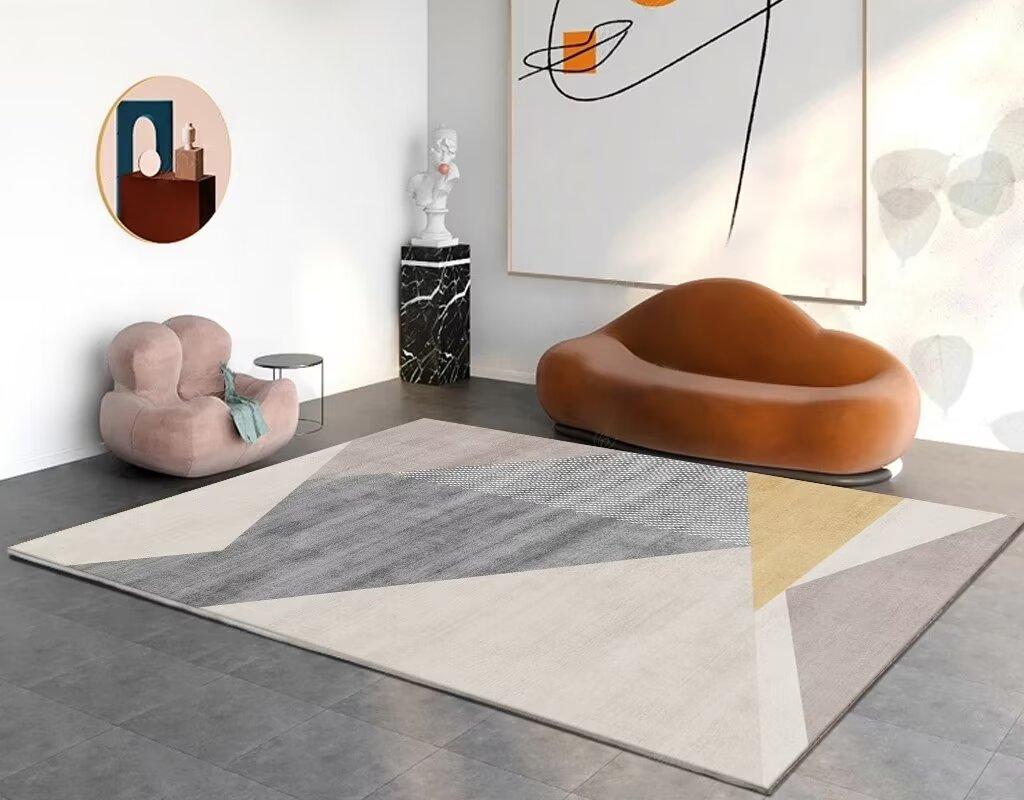

Light Luxury Geometric Rugs for Living Room Nordic Style Easy Clean Sofa Area Non-slip Floor Mat Bedroom Lounge Carpet Washable 60*90cm