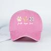 Floral Paw Print Baseball Cap Faith Hope Love Washed Cotton Adjustable Dad Hat Pet Lover Vintage Sun Hat