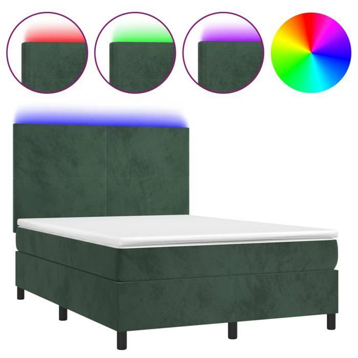 VidaXL Sommier à Lattes de Lit avec Matelas LED, Lit Rembourré, Lit Double, Lit Adulte de Chambre à Coucher Intérieur, 3136002