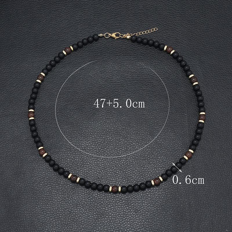 New Bohemian Men's Beaded Necklace Tiger Stone Natural Stone Fashion Trend Design Minimalist Necklace Commemorative Gift