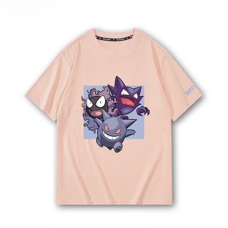 Pokémon Gengar Printing Tee 100 Cotton Tshirt Mens 2026 Summer Fashion Oversize Street Casual Y2K Tops Streetwear Clothing