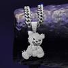 Trendy Bear Pendant Necklace Mens Cuban Link Chain Choker Bling Diamonds Neckchain Rhinestones Clavicle Chain Jewelry