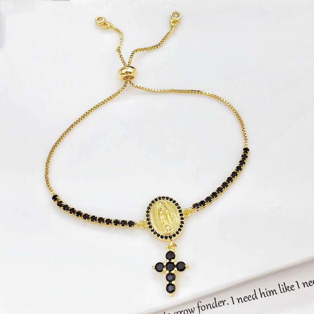 5-Color Virgin Mary Bracelet Luxury Rhinestones Cross Tassel Bracelet Simple Exquisite Crystal Bracelet Party Jewelry Gift