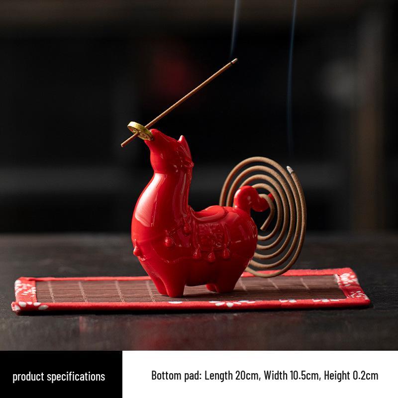 Charming Ceramic Horse Incense Holder: Cute Ornament & Tea Pet for Wealth Attraction