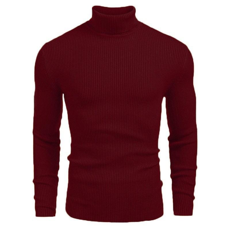Autumn Winter Knitted Sweaters for Men Slim High Collar Long-sleeved Pullovers  Bottoming Shirts