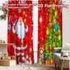 2pcs, 2D FLAT PRINTING Curtains (Without Rod) Santa Tree Bliss Chic Print Curtains Festival Polyester Curtains Decorations