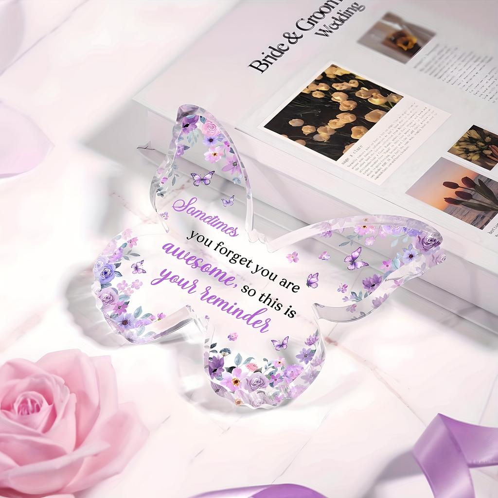 2D Flat Acrylic Butterfly Decoration, Fun and Suitable for Home, Living Room, Caf É, Garden, Garage, Holiday Bathroom, Office, Bakery M