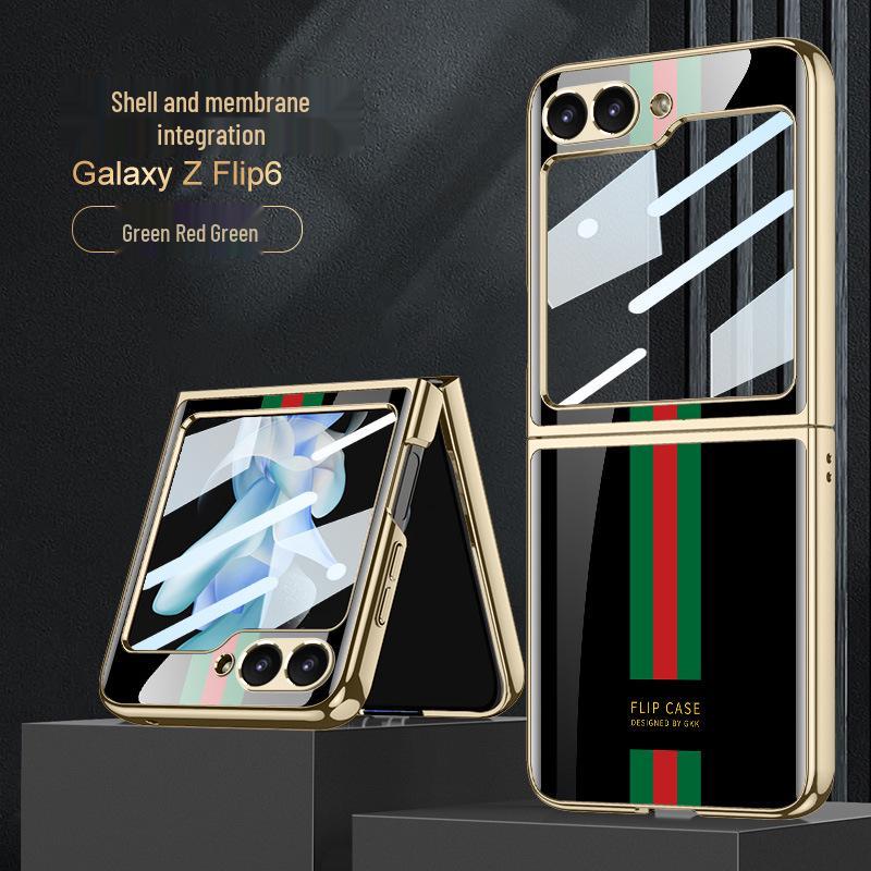 Samsung Z Flip6 Foldable Phone Case: Lightweight Glass Electroplating PC Hard Shell with Bare Metal Feel by GKK