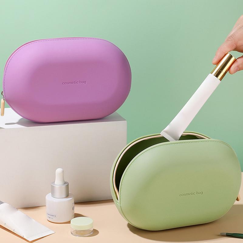 Silikonová kosmetická taška s velkou kapacitou, voděodolná, šetřící místo, cestovní úložná taška, prachotěsná, se zapínáním na zip, peněženka na mince, cestování
