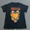 Nirvana Heart Floral Graphic T-Shirt Black Mens Size S Unisex T-Shirt