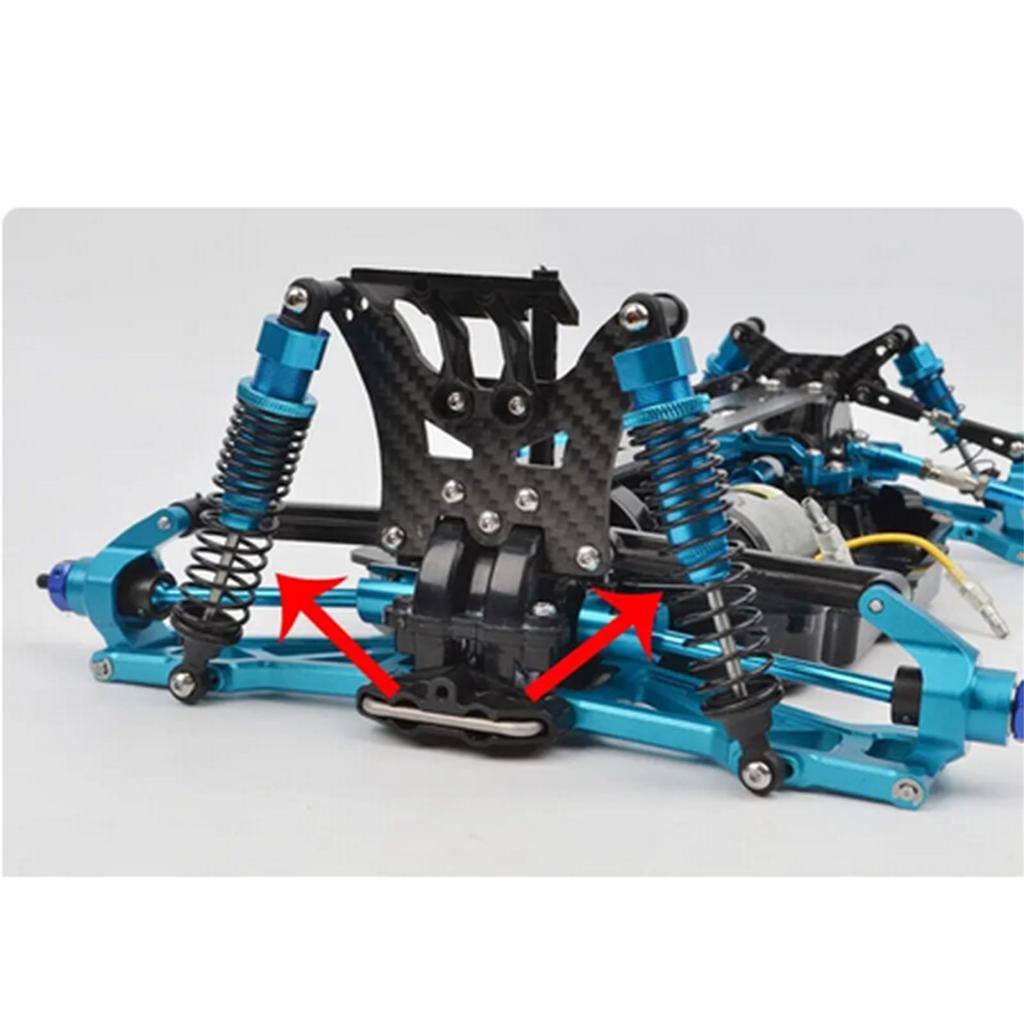 XBERSTAR 1/10 RC Front and Rear Shock Absorbers, 4-Pack Aluminum Shock Absorbers for Tamiya DT-02, DF-02, DT-03, TT-02B 1/10 RC Upgrade Parts (Blue)