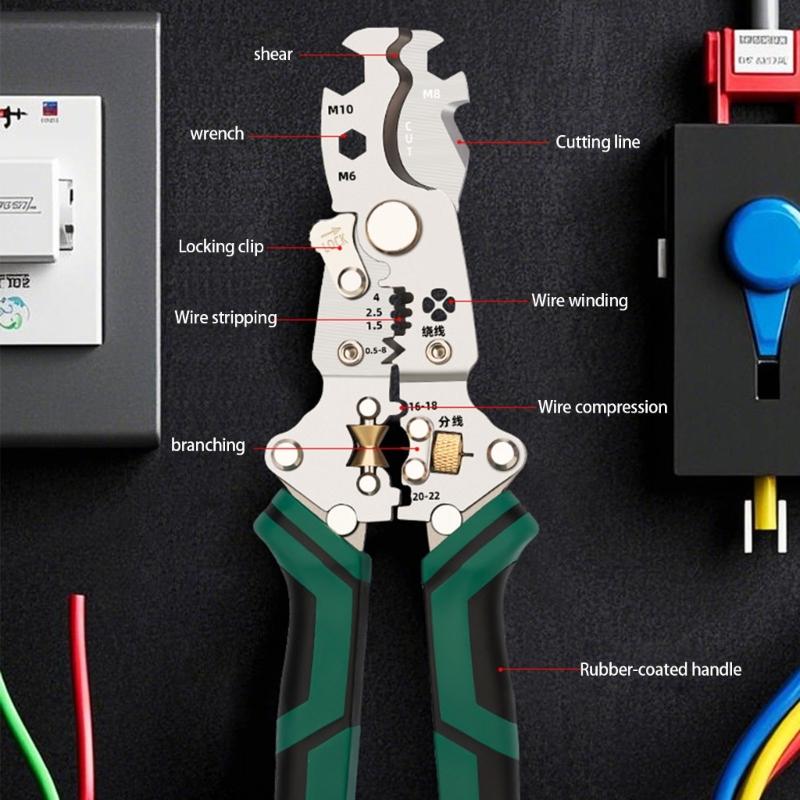 Portable Folding Wire Stripper with Integrated Cutting & Crimping Capabilities Heavy Duty Foldable Wire Stripper 210mm