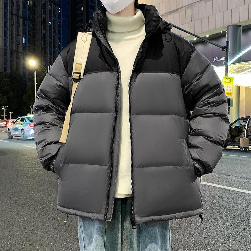 Men's New White Duck Down Men's Down Jacket Winter Hooded Splicing Jacket Men's All-match Tops