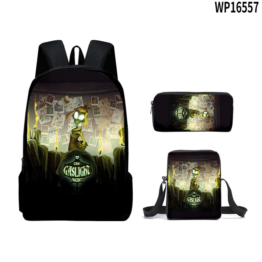3Pcs Set Book Bags Kids Bags 3D New Gas Lamp Area The Gaslight District Backpack Student Backpack Crossbody Bag Pen Bag