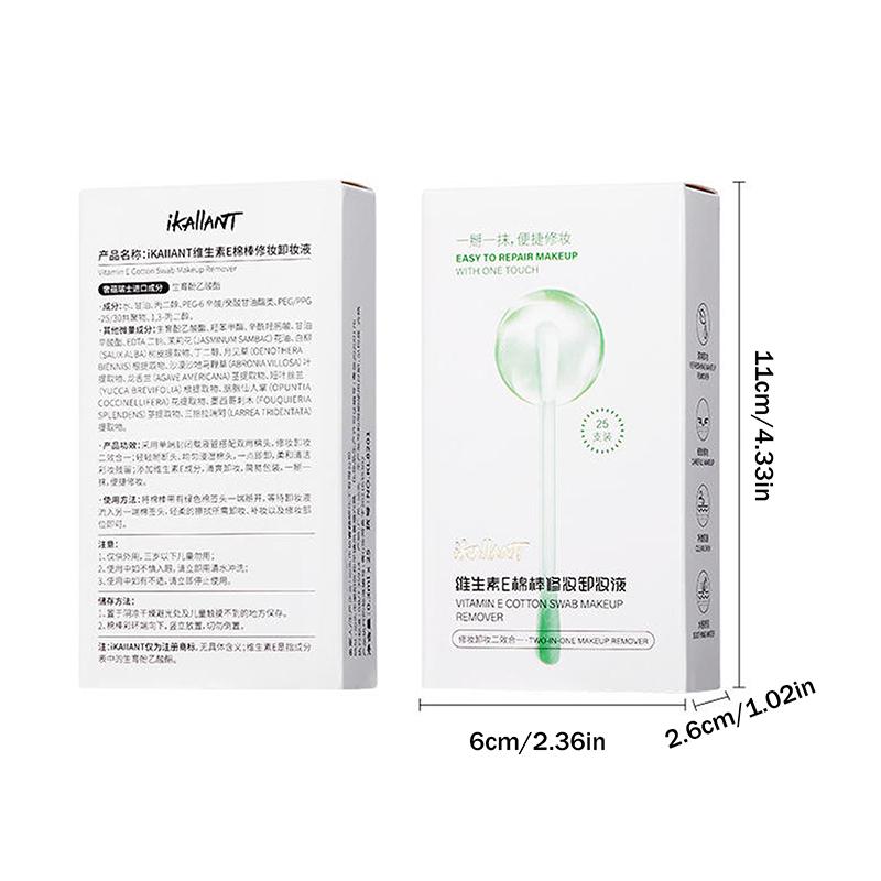 0.3Ml×25Pcs Makeup Remover Cotton Swabs Pre-Soaked With Cleansing Liquid Foldable For Instant Use Beauty Cleaning Correction