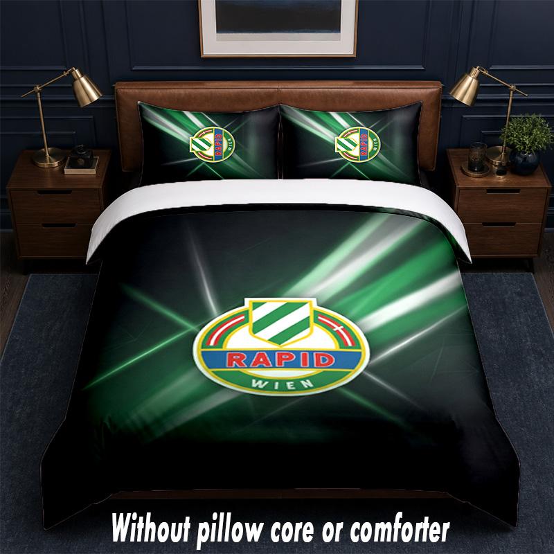 Rapid Wien FC Design Bed Bedding Set 1 Duvet Cover + 2 Pillowcases Soft Breathable Household Bed Linens