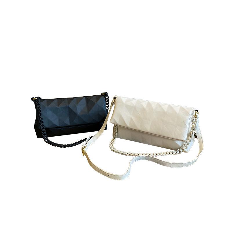 Women's Bag, High-end, Fashionable, Versatile, Diamond Grid, Niche Design, Chain Geometry, Shoulder Bag, Crossbody, Stylish Commuting Square