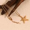 MamacitaSlay 316L Stainless Steel Swirl Starfish Pendant Necklace Waterproof 18K Gold Plated Neck Jewelry Women's Elegant Gift