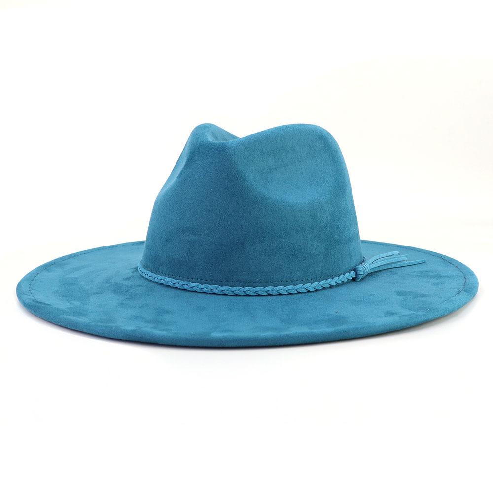 Khaki Suede Hat Wide Brim New Fedora Hat Men Women Autumn Winter Felt Hats Classic Church Fedoras Chapeau Sombrer