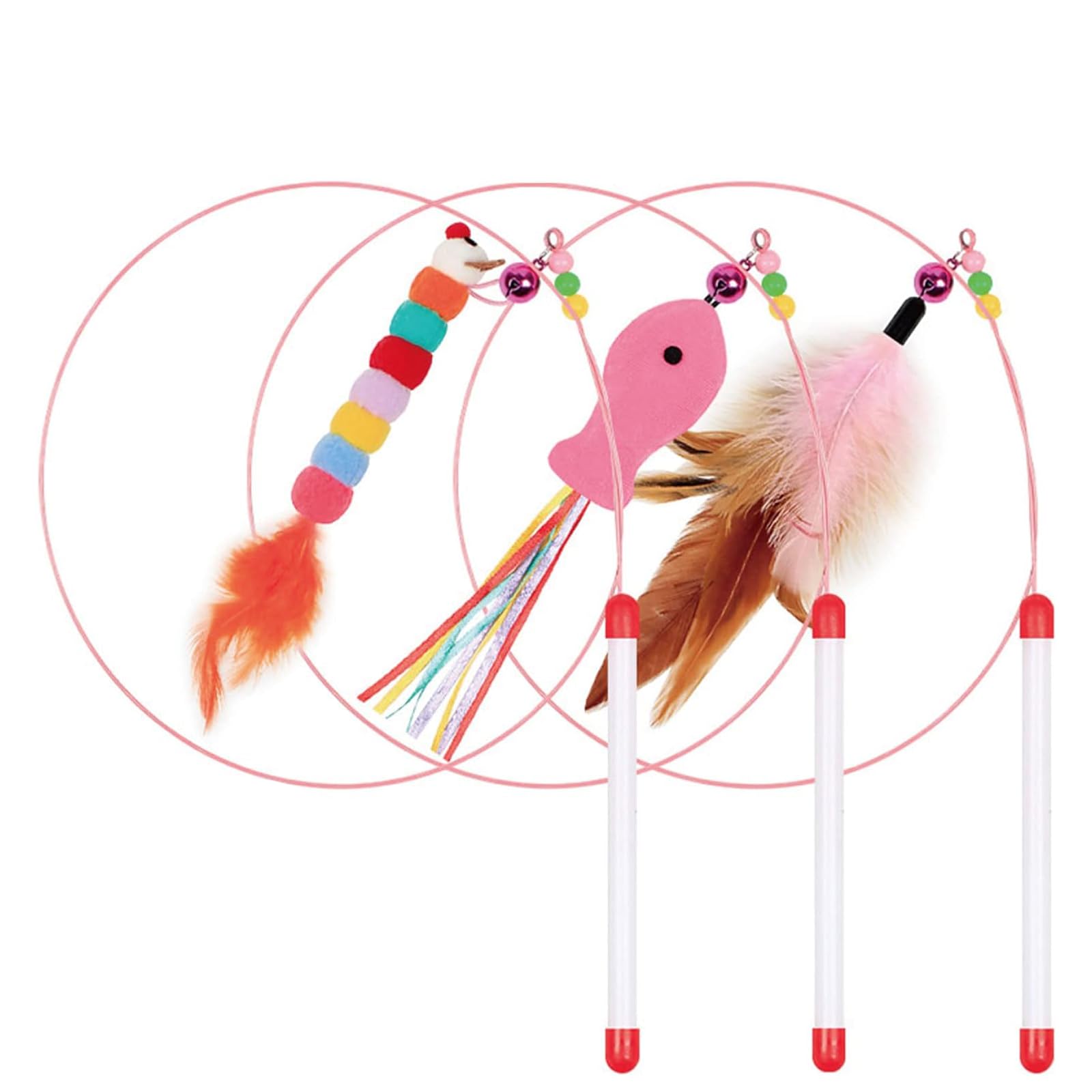 

YUWENW Cat Toys, Set of 3, Perfect for Cat Play, Pet Supplies, Feather Toys, Ultra-Lightweight Dangle Toys with Bird Feathers, Cat s Favorite Toy,