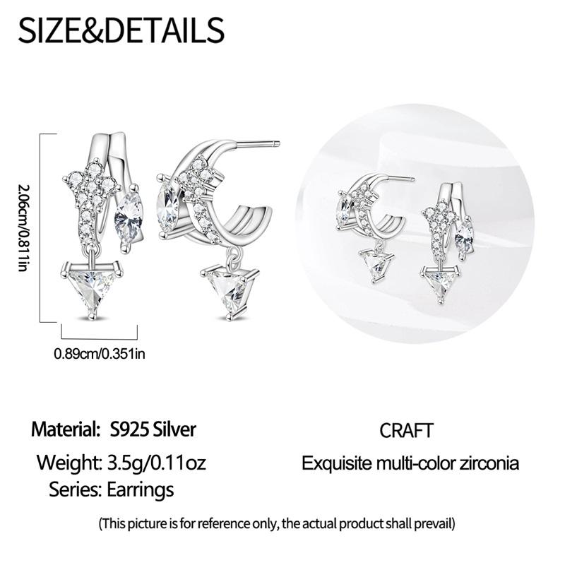 Snowflake Zircon Earrings Star Petal 925 Sterling Silver Women Zircon Ear Studs Sparkling Pave Hoop Earring Jewelry Gift
