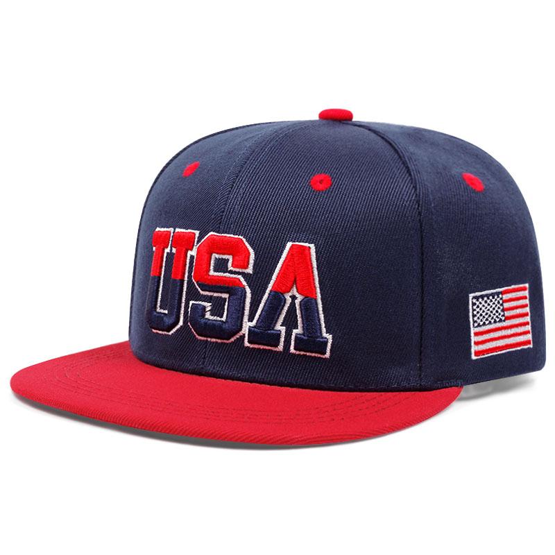 Fashion New Flat Brimmed Hat Usa Embroidered Street Dance Hip Hop Hat Daily Sunshade Hat Baseball Hat Unisex