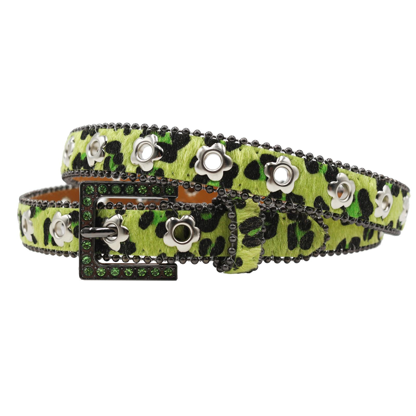 

Женский ремень класса люкс шириной 2,3 дюйма с леопардовым принтом, цветочным декором, без проколов, женский ремень с инкрустацией бриллиантами, пряжка-пина, ремень с полным бриллиантовым покрытием 115cm