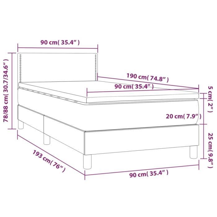 3141215 vidaXL Divan Bed and Mattress Light Grey 90x190 Cm Velvet