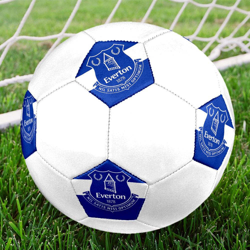 Everton FC Size 5 Soccer Ball, Machine-Stitched PVC, Durable & High Bounce, All Ages Fit, fan merchandise, matches & outdoor use.