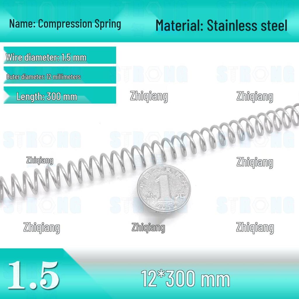 304 Stainless Steel Compression Spring – 300mm Long, High Elasticity, Shock Absorption, Customizable