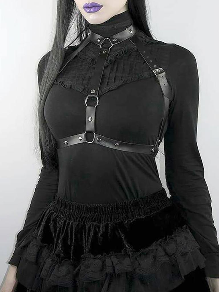 Damen Sexy Harness Gürtel Brustgeschirr Leder Dessous Bondage Dessous Körpergeschirr Gothic Fetisch Kleidung Festival Rave Outfit