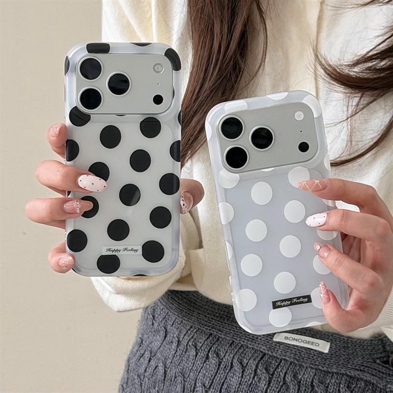 Minimalist Frosted Polka Dot Case for iPhone 17/16/15 Pro Max - High-End Feel