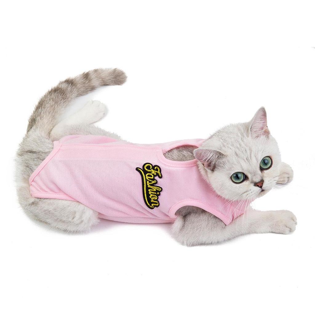 Cat Surgery & Weaning Suit - Anti-Lick, Four-Legged, Postpartum Homewear for Spring/Summer