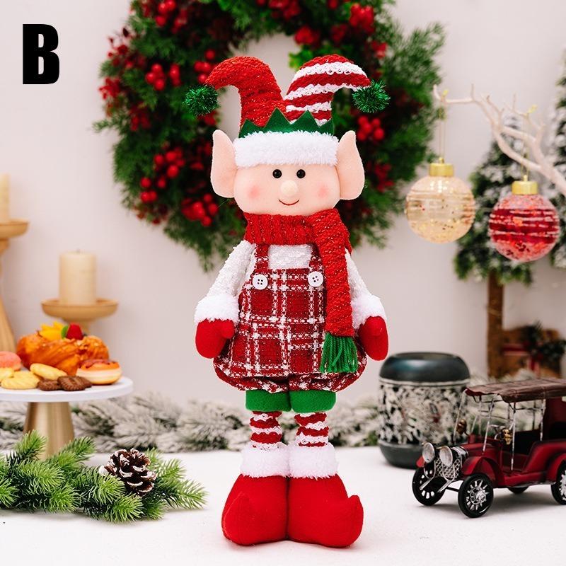 Creative Christmas Decorations: Red and Green Elf Dolls, Extendable Vertical Window Decoration Dolls красный