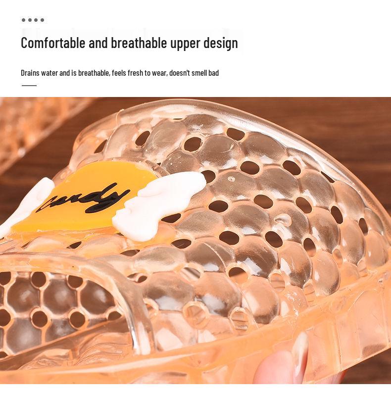 Women's Non-Slip Crystal Clear Mid-Heel Slippers - Comfortable & Foot-Friendly for Bathing & Home Use