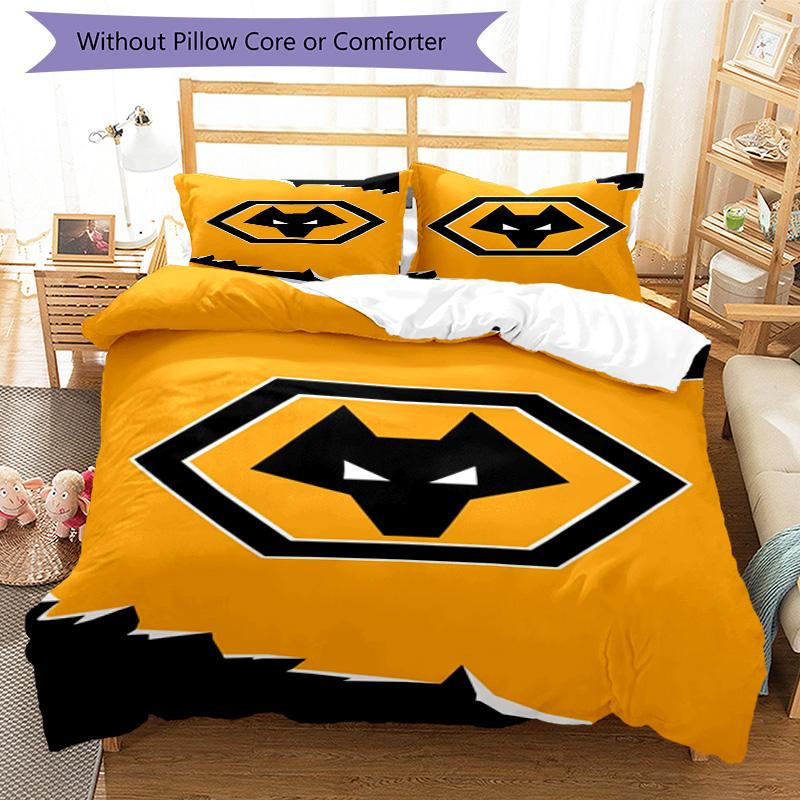 Set Copripiumino con Stampa dello Stemma del Wolverhampton Wanderers Football Club – include 1 copripiumino e 2 federe coordinate Arredamento camera da letto Regali di Natale