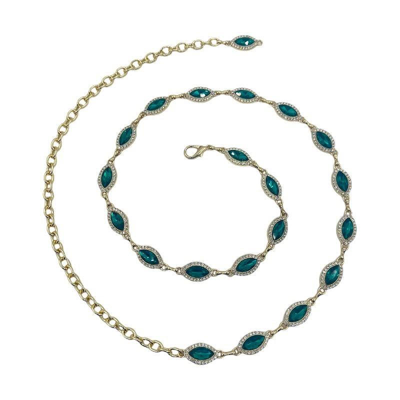 Elegant Female Metal Waist Chain With Water Diamond Embellishment For Summer Fashion Accessory