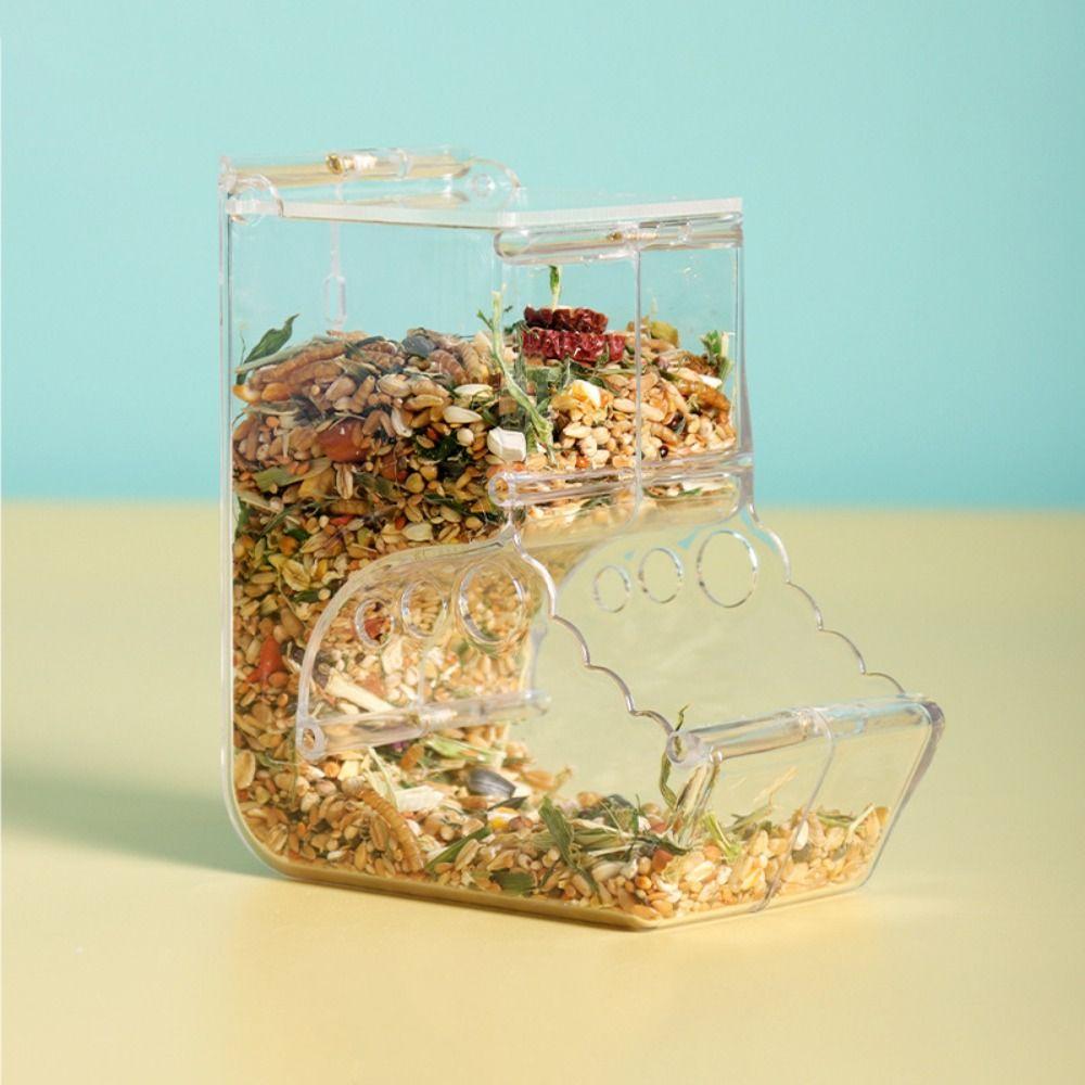 Clear Transparent Pet Food Dispenser Plastic Guinea Pig Food Dish Hamster Feeding Bowl Hedgehog