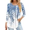 Women's Fashion Casual Three-quarter Sleeve Printed Round Neck Top